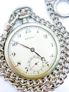 Swiss Movado Surete 15 Jewels 4 Adjust Pocket Watch Mechanical Working Free Ship - Picture 1 of 6