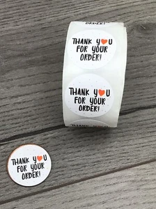 Thank You For Your Order Stickers White 25mm in Assorted Pack Sizes - Picture 1 of 1