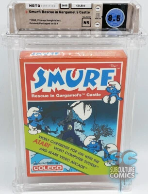 ATARI 2600 - SMURF: GARGAMEL’S CASTLE - FACTORY SEALED - HANGTAB - WATA 8.5 NS - Image 1 of 2
