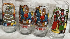 Set Of 4 Vintage 1983 Pepsi Cola Christmas Collection Glasses Collectibles - Picture 1 of 3