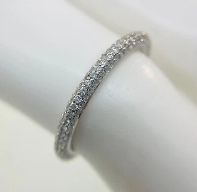 18K White Gold Micro Pave Set Diamond Stackable Band - Image 1 of 4