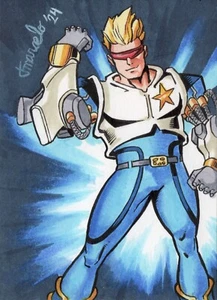 ORIGINAL Marvel vs Capcom 2 - Captain Commando 1/1 Sketch Card ACEO Art - Picture 1 of 3