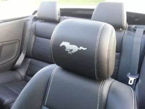 2015-2020 Ford Mustang Headrest Solid Pony Vinyl Decals - Only Leather Seats - Picture 1 of 2