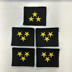 NOS Set of 5 Black Square with 3 Gold Stars 1-1/2"x2" Embroidered Patch Sew On - Picture 1 of 5
