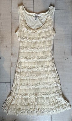 💝STUDIO M - Romantic Ivory Cream Stretch Lace Sleeveless Dress NWOT  10/12 — 第 1/4 张图片
