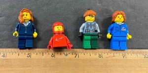 VINT MINI FIGURE LEGO PEOPLE LOT (4) BAD GUY GIRL IN SUIT MECHANIC UNKNOWN 71422 - Picture 1 of 3