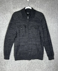 Apt 9 Front Zip Sweater Mens Size Medium Pockets Black Gray Long Sleeve Pockets - Picture 1 of 16