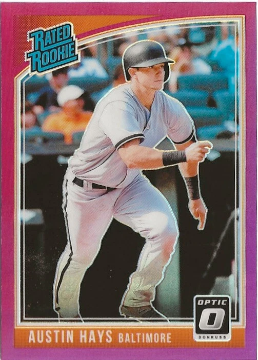 2018 Panini Donruss Optic Austin Hays #58 Purple Prizm SP RC - Image 1 of 1