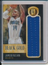 JAMEER NELSON 2013-14 GOLD STANDARD BLACK GOLD THREADS JERSEY RELIC /49