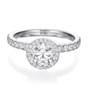 Ladies 14K White Gold Round Cut Moissanite Engagement Ring 1.55 CT D-F/V - Picture 1 of 4
