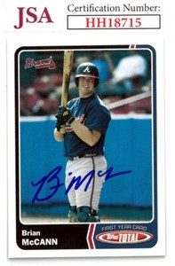 Brian McCann signed 2003 Topps Total Baseball Rookie On Card Auto (RC) #986- JSA
