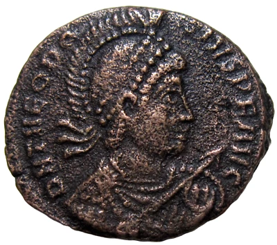 THEODOSIUS I, 379- 395 AD. AE 2. CONSTANTINOPLE MINT, C. 383-388 AD.  - Image 1 of 4