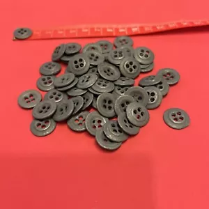 Metal Button 'Soup Dish" Shape Vintage Pewter Finish 13mm 4hole - Picture 1 of 5
