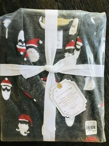 Pottery Barn Teen Cool Santa Pajama Set Medium Christmas Organic Cotton Flannel - Picture 1 of 6