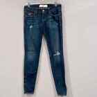 Hollister Social Stretch Dark Blue Ripped Zipped Ankles Skinny Jeans 1