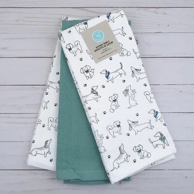 Juego de 3 toallas de cocina tejidas Martha Stewart para perros rampantes 16x28 Foto 1 de 3