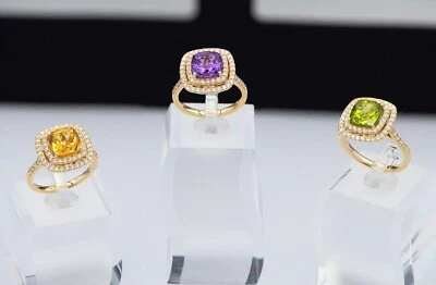 Sparkling 14K Yellow Gold Double Halo Amethyst Diamond Cocktail Ring 2.77 CTW - Image 1 of 4