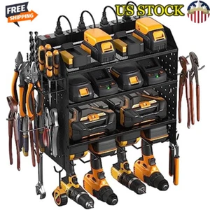 4 Schichten Wandhalterung Modular Lochwand Rack Elektrowerkzeug Organizer mit Ladestation - Bild 1 von 8
