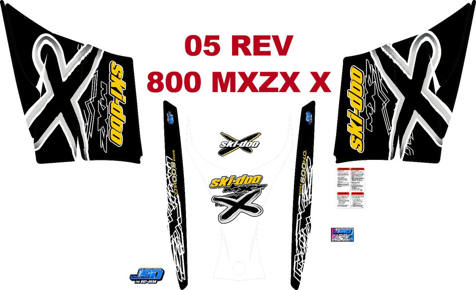KIT DE CALCOMANÍAS DE REPRODUCCIÓN DE FÁBRICA SKI DOO SNOWMOBILE WRAP REV 05 MXZ X, 800-600 Foto 1 de 1