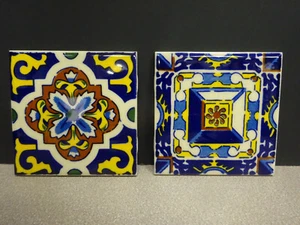 Menge 2, Vintage DAL-FLIESE Talavera Mexiko Akzentfliese 4,25 x 4,25 x 1/4 Zoll - Bild 1 von 7