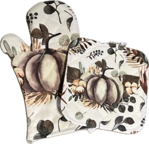 Oven Glove Mitt Pot Holder Set, Fall Thanksgiving Decor Kitchen Accessories Gift - Picture 1 of 4