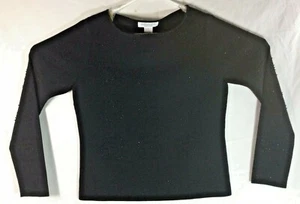 DUE PER DUE Women's L Large Blouse Black Beaded NEW Fast Free Shipping! - Picture 1 of 7