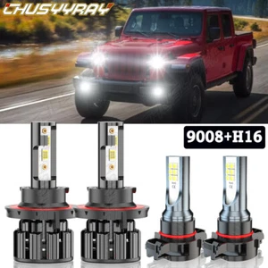 4X LED Faros Luz Alta/Baja + Bombillas Antiniebla For Jeep Gladiator 2020-2023 - Picture 1 of 18