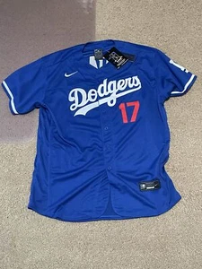 sNWT #17 Shohei Ohtani Los Angeles Dodgers Blue Jersey Youth Large - Picture 1 of 2
