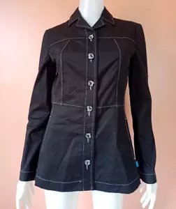 JEANS DE CHRISTIAN LACROIX SICHTBARE STICHE LOGO GEKNÖPFT JACKE SCHWARZ GR. 40 - Bild 1 von 6