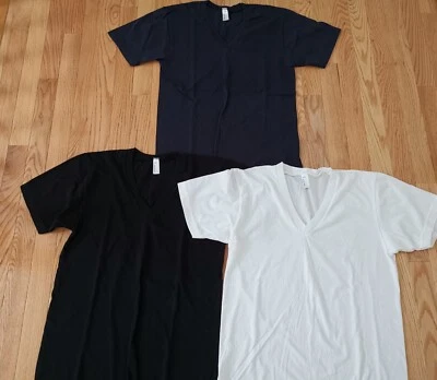 Lot of 3 Men Unisex Vintage American Apparel Tee Shirt Made in USA Cotton V-neck - Image 1 of 3