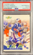 Asante Samuel auto insc card Donruss '07 New England Patriots PSA Mr. Pick 6