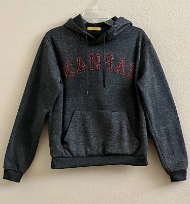 JUVENTUD NIÑAS GRANDE ~ Universidad de Kansas Pullover Sudadera con Capucha Carbón Foto 1 de 4