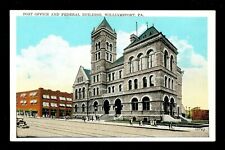 Pennsylvania PA postcard Williamsport, Post Office & Federal Building Vintage 