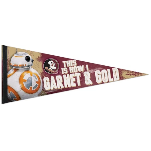 FLORIDA STATE SEMINOLES STAR WARS BB-8 THIS IS HOW I GARNET & GOLD PENNANT 12x30 Cover