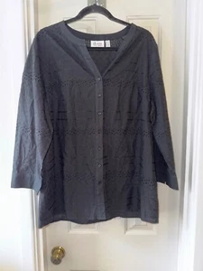 Camicia DENIM & CO con bottoni e occhielli davanti NERA taglia GRANDE - Foto 1 di 2