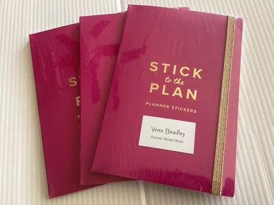 Libro de pegatinas planificador Vera Bradley PEGARSE AL PLAN 3 JUEGOS flor de cactus violeta Foto 1 de 3