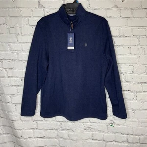 Izod Men's Thermasoft Quarter Zip Fleece Sweater Large Navy Blazer - Picture 1 of 10
