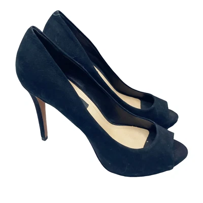 Zapatos de salón SCHUTZ para mujer de gamuza negros punta abierta tacón alto trabajo oficina talla 9 Foto 1 de 4