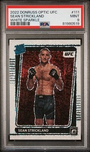 UFC Donruss Optic 2022 Sean Strickland White Sparkle SSP PSA 9 Rated Rookie RC