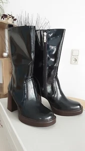 Stiefel von Tamaris mit Blockabsatz , Lackleder schwarz in Gr. 37, 60ger style - Bild 1 von 4