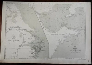 Eastern China detailed coastal survey Qing Empire Nanjing 1860-70 Weller map - Picture 1 of 4