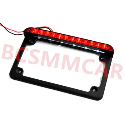 Motorcycle Rear License Plate Mount Holder Bracket W/LED Tail Light Accessory - Image 1 of 4