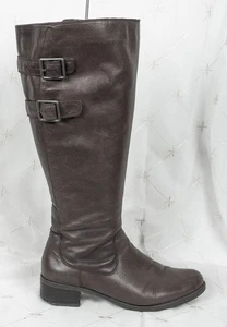 CLARKS brown wide fit leather equestrian style riding boots. Buckle. 5.5E - Picture 1 of 10