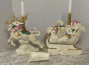 Lenox Holiday Delivery Candelabros Ciervo y Trineo Edición Limitada 2002 SIN CAJA - Imagen 1 de 23