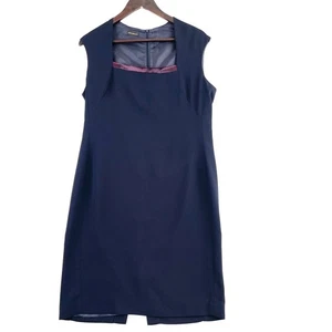 Carla Zampatti Sheath Dress Womens Size 12 Navy Square Neck Sleeveless Vintage - Picture 1 of 12