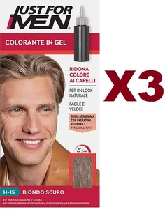 3 PZ JUST FOR MEN BIONDO SCURO COLORANTE IN GEL H - 15 RIDONA COLORE AI CAPELLI - Imagen 1 de 7