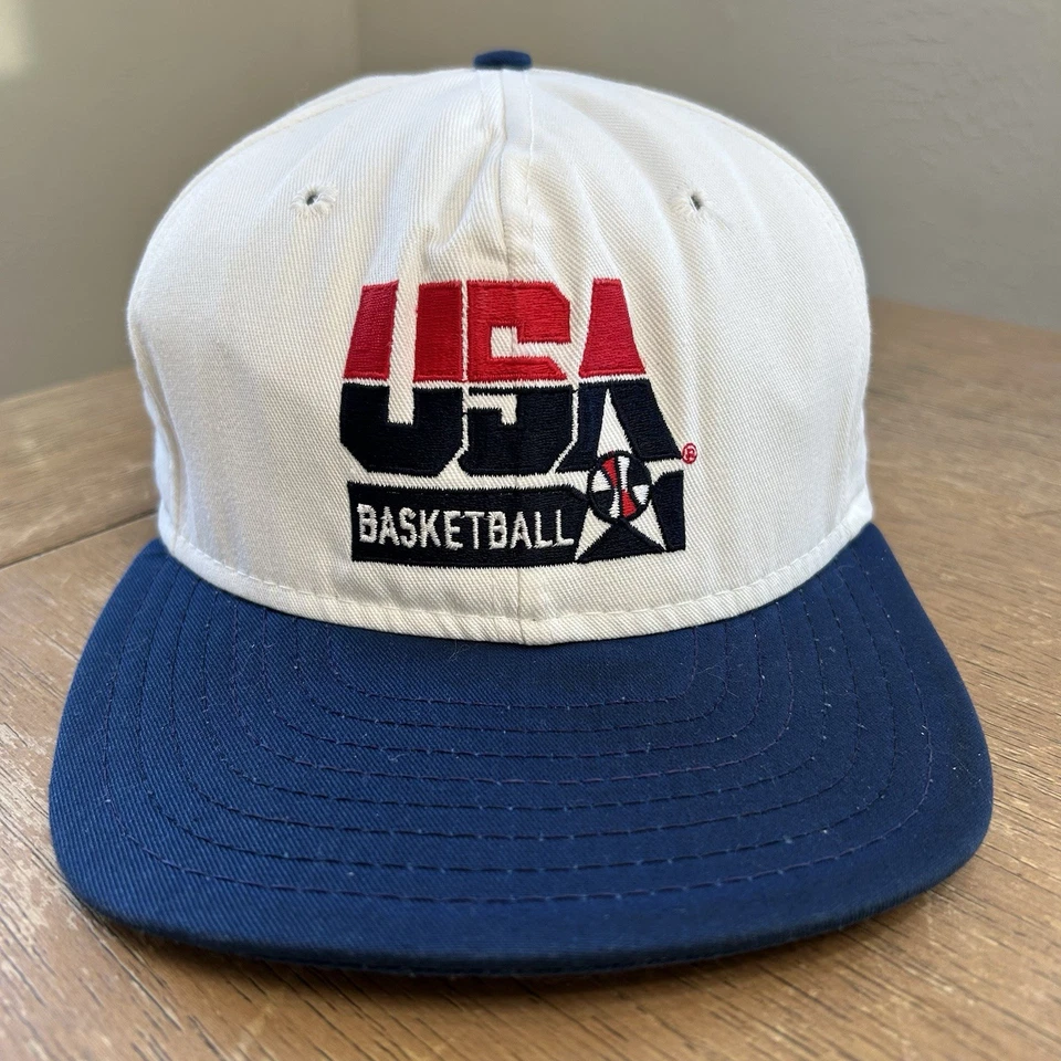 Vintage Team USA Basketball Snapback Hat White Cap OSFM Olympics Dream Team VGC - Image 1 of 4