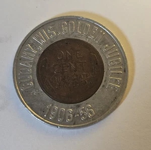 1956 Cudahy, WI Aluminum Encased Cent #1616 - Picture 1 of 2