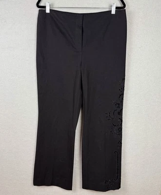 Pantalones Negros Cambio Suaves Amanecer, Talla 14, Recortes en Una Pierna Artísticos Únicos Boho Foto 1 de 4