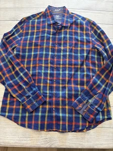 Bugatchi Uomo Shirt Mens 2XL Blue Multicolor Plaid 100% Linen Button Down - Picture 1 of 7